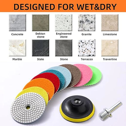 Top！1-20Pcs 3/4/5/6/7Inch Diamond Polishing Pads Wet/Dry Flexible Pads For Granite Stone Concrete Marble Sanding Grinding Discs