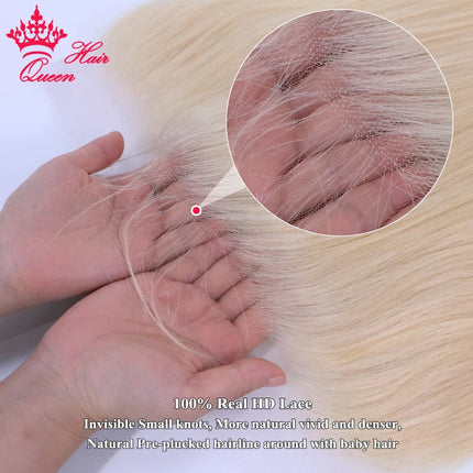 Queen Hair #613 Blonde Real HD Lace Frontal 13x6 13x4 Closure 6x6 5x5 HD Skinlike Melt Skins Lace Straight/Body Wave Human Hair