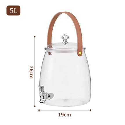3/5/9L Large Capacity Summer Cold Water Kettle Refrigerator with Tap Beverage Juice Bucket Drink Dispensers Clear