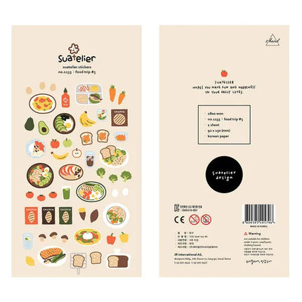 Suatelier Foods Stickers Aesthetic Scrapbooking Cute Junk Journal Ephemera Korean Deco Sticker Planner Diary DIY Craft Supplies