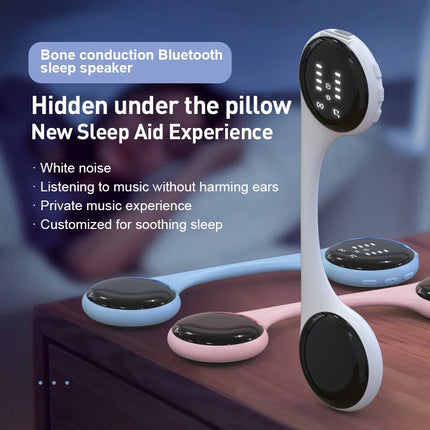 Under Pillow Bone Conduction Bluetooth Speaker White Noise Sleep Aid Music Box with LED Display Support TF Card Timed Shutdown