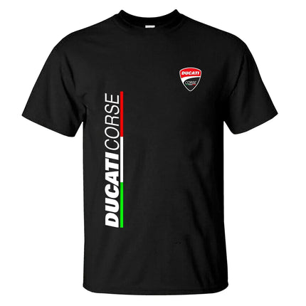 Summer 2026 New Motorcycle Style Men's T-shirt Fashion Hot Sale Men's and Women's Same Round Neck Printed Cotton T-shirt