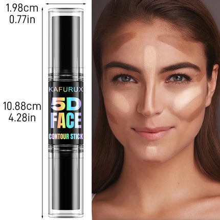1PC Contour Stick Duo, Double-Eneed Highlight and Shadow Cream Waterproof Full Coverage Face Foundation Concealer Pen Long Lasti