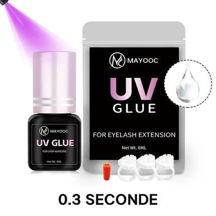 MAYOOC UV Eyelash Glue Adhesive Eyelash Extensions 0.1S Fast Drying Strong False Eye Lash Extension Glue Lasting Custom Logo