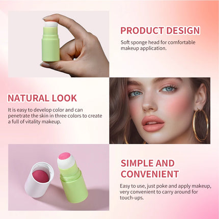 Lakerain Blush Stick Cheek Lip Tinted Moistured Long-wearing Flush Blusher Silky Brighten Blush Cream Cosmetics Matte Nakeup