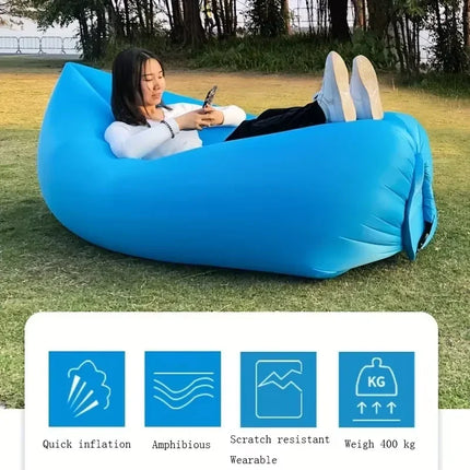 Kid Lazy Inflatable Sofa Bag Outdoor Portable Inflatable Couch Folding Camping Mattress Music Festival Recliner Outdoor Toy