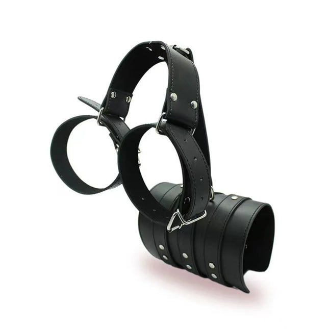 BDSM Discipline Belt Full Body Leather Bondage Restraint Straps Hands Behind Back Bondage Arm Binder Glove Sleeves Sex Product