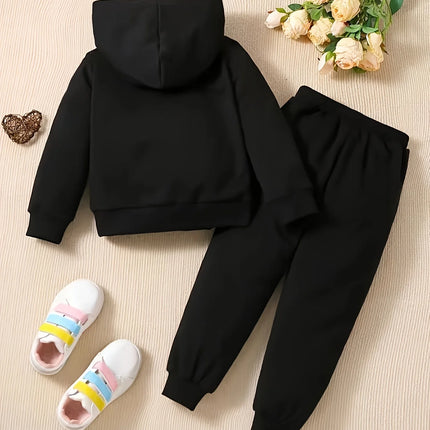 Baby girl love pattern hooded sweatshirt+sports pants two-piece casual sportswear