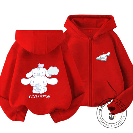 Fashion Casual 2026 Cinnamoroll Zipper Hooded Sweatshirt 3-14Y Boys Girls Autumn Winter Cute Kawaii Cartoon Street Hot Outdoor
