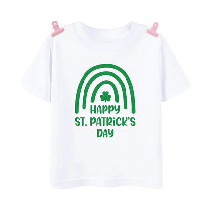 Rainbow Lucky Print Kids Shirts St. Patrick's Day Party Boys Girls Outfit T-shirt Holiday Child Short Sleeve Tops Toddler T Shirt