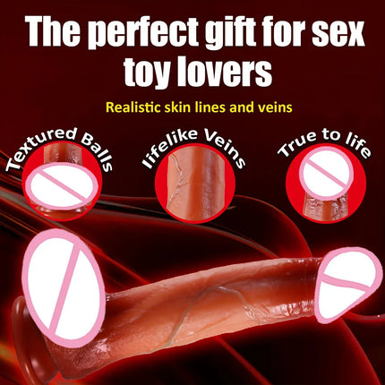 Dildo Realistic Thrusting Vibrating Dildo With Licking And Telescopic Function Ultimate G-Spot And Anal Stimulation Sex Toys 18+