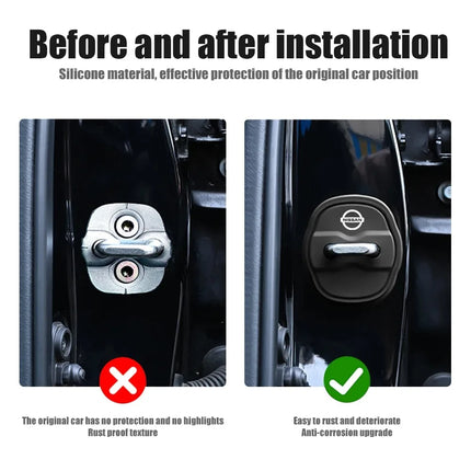 4Pcs Car Styling 3D silicone Door Lock Cover Protective Decoration For Nissan X trail T33 Patrol Y62 Altima Sentra 2018 Kicks
