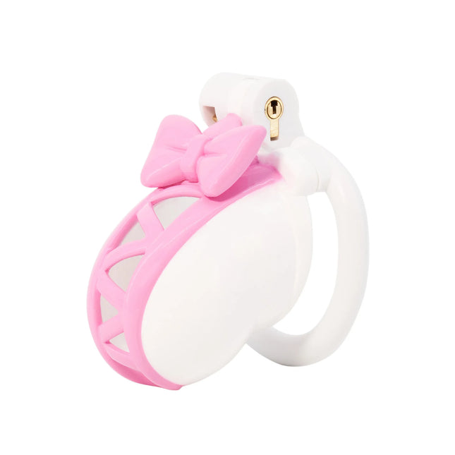 Pink Bow Chastity Cages Sissy Gay Two-tone Craft Chastity Locks Male Locks Pseudo Sissy Chastity Device Escape-proof Cheat-proof