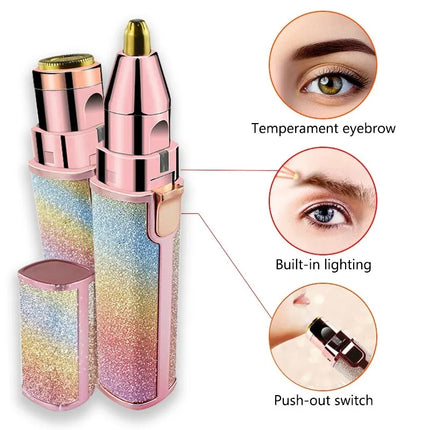 Portable 2 IN 1 Electric Epilator Eyebrow Trimmer Women's Body Facial Lip Epilator Rechargeable Mini Painless Razor Shave Shaver