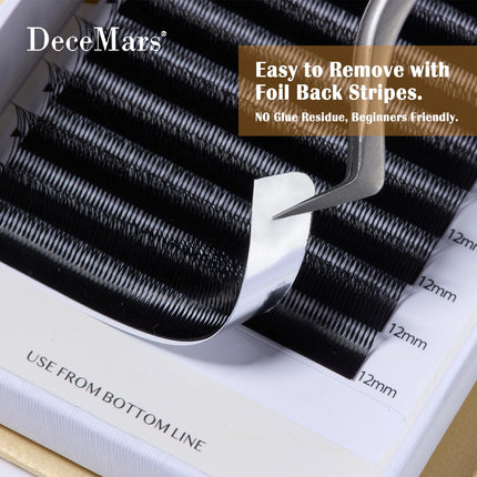 DeceMars V-shaped 6D eyelash extensions Matte Black 12 Rows/Tray for Makeup