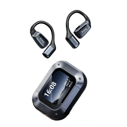 HTC NE25 Open-ear Wireless Headphones Bluetooth V6.0 Ai Translator Earphones HD LCD Display Headset Fits securely 30Hrs Playback