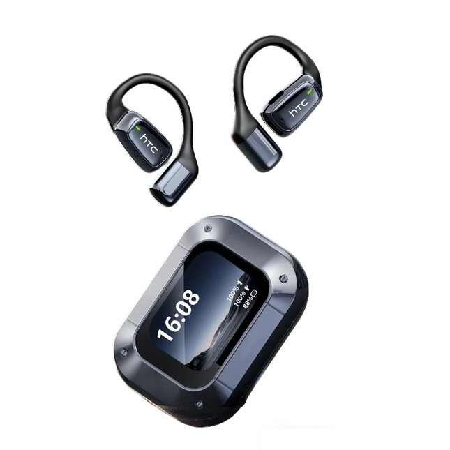 HTC NE25 Open-ear Wireless Headphones Bluetooth V6.0 Ai Translator Earphones HD LCD Display Headset Fits securely 30Hrs Playback