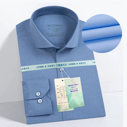 5XL Modal Polyester Fiber White Shirt Men's Long-Sleeved Casual Business Shirt Plus Size Big and Tall Easy Care