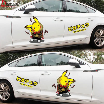 popular anime Pokemon cute Pikachu car sticker Scratch obstruction waterproof Cartoon creative car door decal sticker