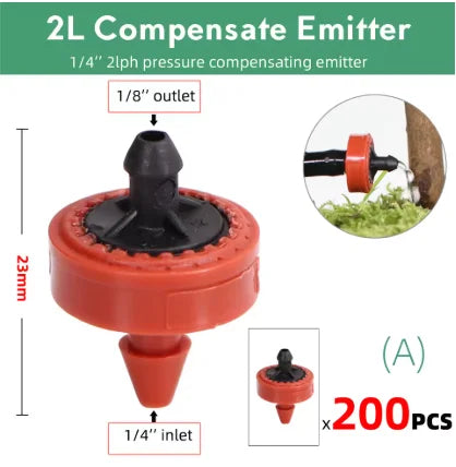 200-50pcs 2L 4L 8L Pressure Stable Flow Lawn Automatic Compensating Dripper Durable Compact Flexible Drip Irrigation Regulator
