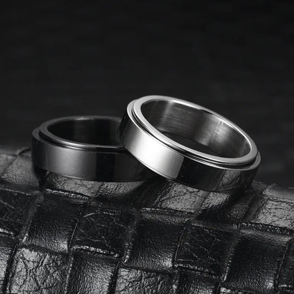 Anti Stress Anxiety Fidget Spinner Couple Rings Rotate Freely Jewelry for Men Women Stainless Steel Knuckle Ring Wedding Bague