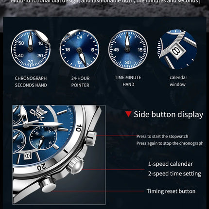 OPK 6066 Man Watch Fashion Original Business Quartz﻿ Wristwatch Waterproof Luminous Week Date Calendar Window Watch For Man