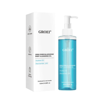 GROEI Cleansing Oil, Gentle Deep Cleansing, 3-in-1 for Eyes/Lips/Face, Skin-Nourishing Non-Comedogenic