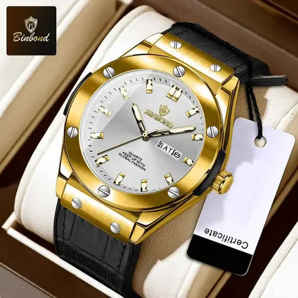BINBOND Top Brand Business Classic Men's Watches Waterproof Date Week Luxurious Luminous Multifunction Fashion Male Quartz Watch