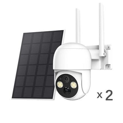 XVIM 2-Pack 5MP Solar-Powered Wireless Outdoor Security Camera IP65 Waterproof 360° Pan/Tilt Full-Color Night Vision 2-Way Audio