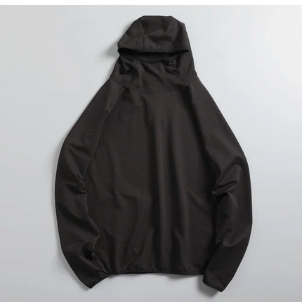 Men's Autumn Thin Qui Dry Bubble Hoodie Outdoor Loose Spor Overhead Sweatirt Trendy Straight Leg Modern Sle for Couples