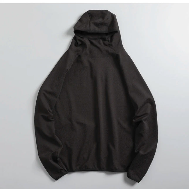 Men's Autumn Thin Qui Dry Bubble Hoodie Outdoor Loose Spor Overhead Sweatirt Trendy Straight Leg Modern Sle for Couples