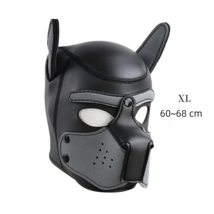 BDSM Leather Bondage Restraints Straps with Luxe Puppy Cosplay Dog Mask Hood for Fetish Slave Binding Erotic Costume