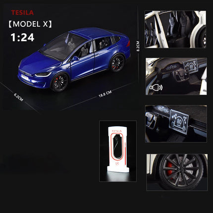 1:24 Model X Model Y Model 3 Alloy Die Cast Toy Car Model Sound and Light Children's Toy Collectibles Birthday gifts