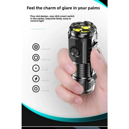 3LED Super Bright Flashlight Portable Mini Burst Flash Torch USB Rechargeable Outdoor Emergency Spotlight with Pen Clip Lantern