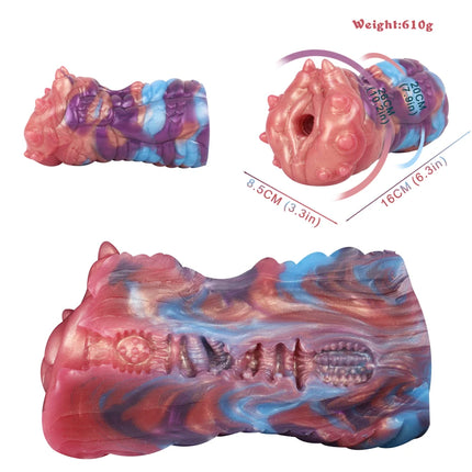 Silicone Monster Male Masturbator Dual Channel Anal Onahole Pussy Realistic Vaginal Textured Channel Stroker Adult Sex Toy For Man