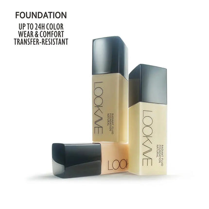 LOOKAVE Liquid Foundation Long Lasting Full Coverage Flawless Soft Matte Foundation Base Makeup Moisturizing Concealer CC Cream