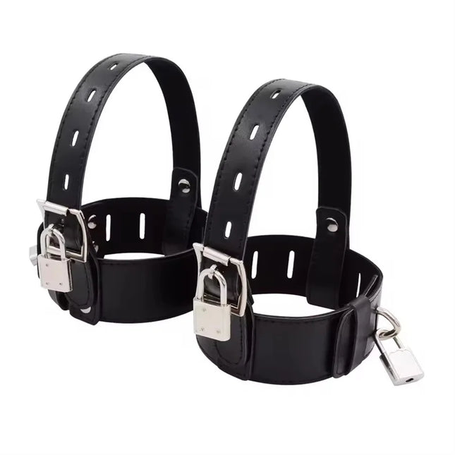 PU Leather Ankle Cuffs Restraint Belts Fixed To High Heel Shoes Straps Adult Sex Products SM Bondage Chastity Fetish Sex Toy