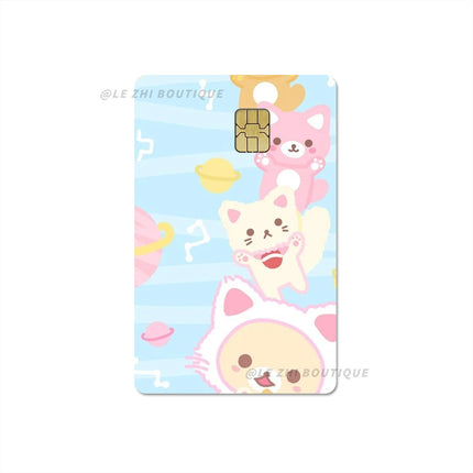 Japan Anime Cute Cartoon Bear Credit Debit Card Sticker Kawaii Bus Pass Diy Waterproof Small Chip Film Sticker Decoration