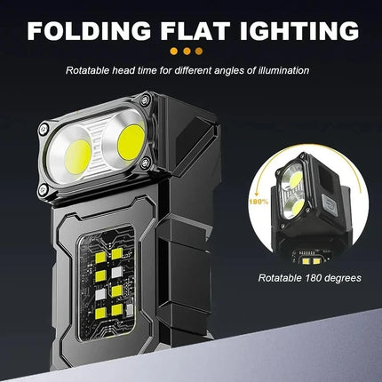 1200MAH Rechargeable Pocket Flashlight Portable Side COB Torch with Clip Tail Magnet Light 7 modes Outdoor Camping Lantern Send
