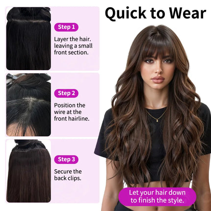Halo Hair Extensions 100% Human Hair 14-28 Inch Hidden Wire Clip In Hair Ombre Brown Color Human Remy Fish Line Hair Extension