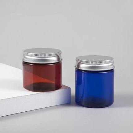 10/30/50pcs 50ml 80ml Travel Cosmetic Empty Bottle Clear/Brown/Blue Jar Pot Aluminum Cover Cream Eyeshadow Makeup Container Box