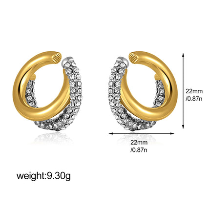 Fashion CZ Zircon Round Huggie Hoop Earrings for Women Geometric U Shape Ear Buckle Hoops Gold Plated Stainless Steel Jewelry