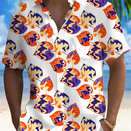 New Hawaii Spring/Summer Fashion Leisure Street Walk Tourist Beach Printed Full Open Short Sleeve Button Shirt, Quick Shipping