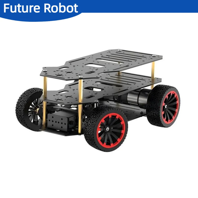 5KG Load Assembled Metal Ackerman Robot Car Chassis with Dual Encoder Motor Front Wheel Servo Steering ROS Programmable Robot