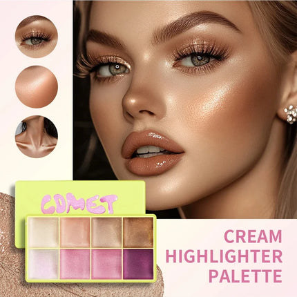  8-Color Eyebrow Cream Blush Curve Case Cream Cosmetics Palette Matte Shimmer Finishes Shadow Tones Long-Lasting Cosmetics