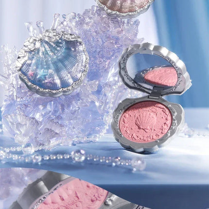 Flower Knows Shells Jewel Collection Embossed Silk Satin Blusher Expands Shrink Cheek Vintage Pearl Makeup