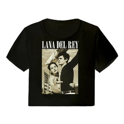 Crop Top Lana Del Rey Ldr Sailing Graphics T Shirt Cropped Harajuku Women Vintage Short-Sleeve T-Shirt Streetwear Female Tshirt