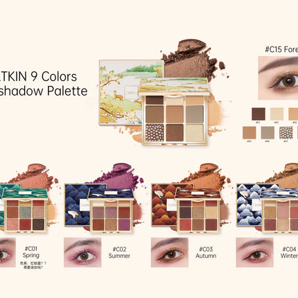 Catkin Glitter Shimmer Matte 9 PANS Eyeshadow Palette C16