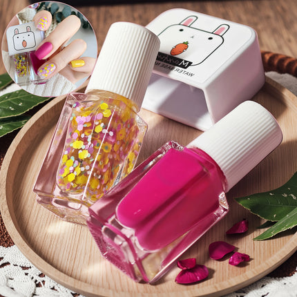 D08 Love cycle 2-Bottle Set Nail Polish No-Bake Quick-Dry Long-Lasting Peelable Water-Based Triple Color Nail Polish