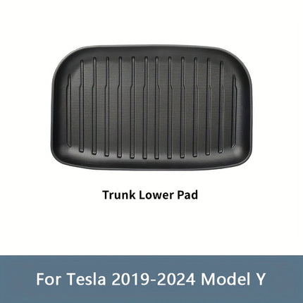 for Tesla Model 3 / Y Front Rear Trunk Mats Upgrade TPE Lower Trunk Storage Pad Protective Cover Cargo Liner Tray Anti Dirty Pad